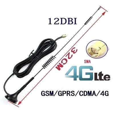 LTE Antenna Whip12 4G 700/800/900/1800/2100/2600Mhz 12dBi, SMA m